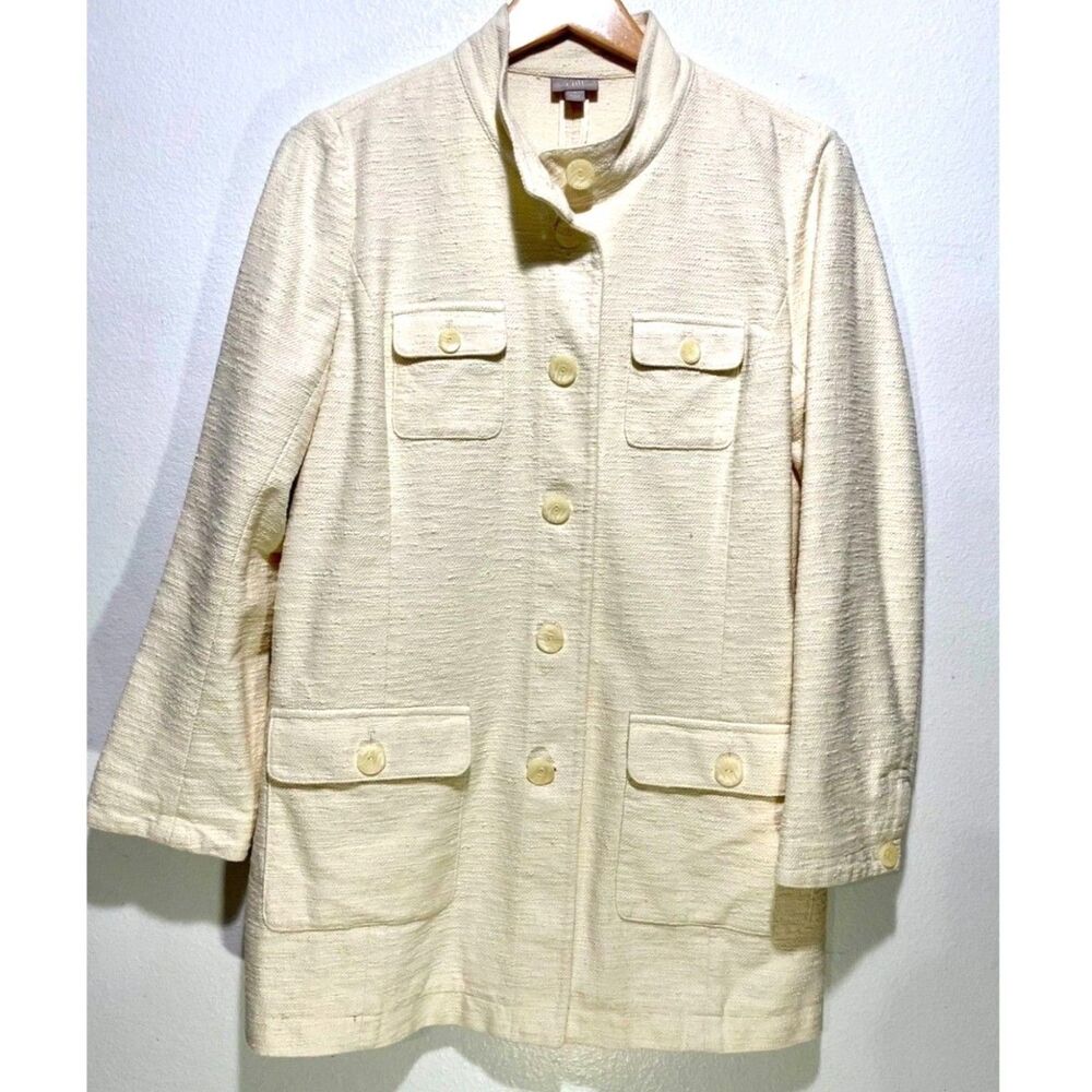 J. Jill utility Jacket pockets neutral closetstaple lagenlook fall winter womenM